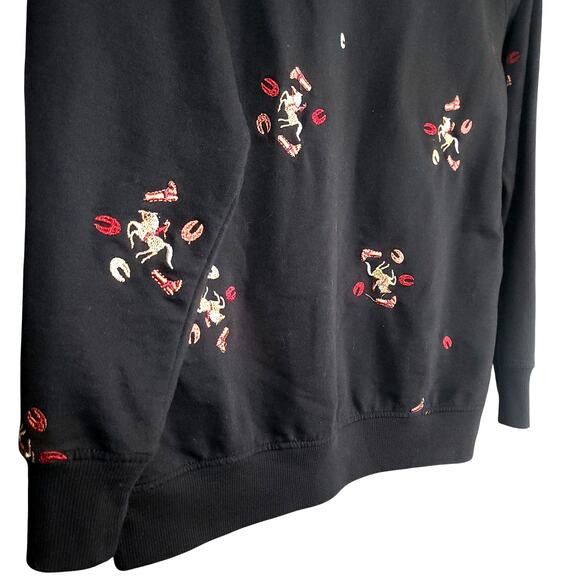 Como Vintage Black Crew Neck Sweater with Red and Yellow Accents - Picture 4 of 6